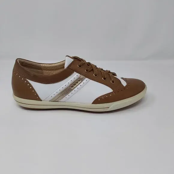 Ecco 40 Size 10.5 Spikeless Womens Golf Shoes Wingtip Brown Leather - Picture 11 of 14